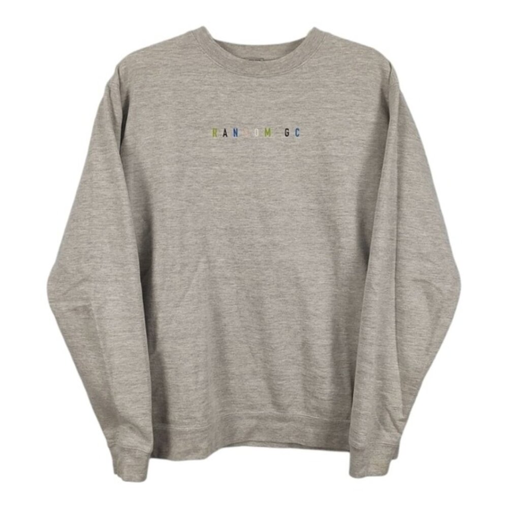 Random Golf Club Gray Embroidered Spellout Crewneck Sweatshirt